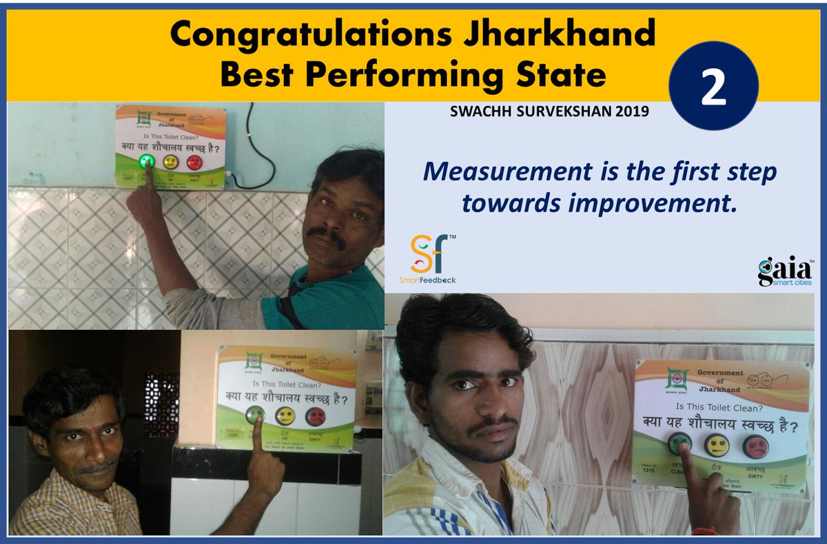 Jharkhand, <a href="/SwachhJharkhand/">Swachh Jharkhand(U)</a> is India's 2nd Best Performing State in #SwachhSurvekshan2019.
Congratulations Jharkhand !!
Proud to have contributed in this challenge of #SwachhBharatMission through #SmartFeedback.
<a href="/SwachhBharatGov/">Swachh Bharat Urban</a> <a href="/MoHUA_India/">Ministry of Housing and Urban Affairs</a> <a href="/QualityCouncil/">QCI #qualitymatters</a> <a href="/PMOIndia/">PMO India</a>