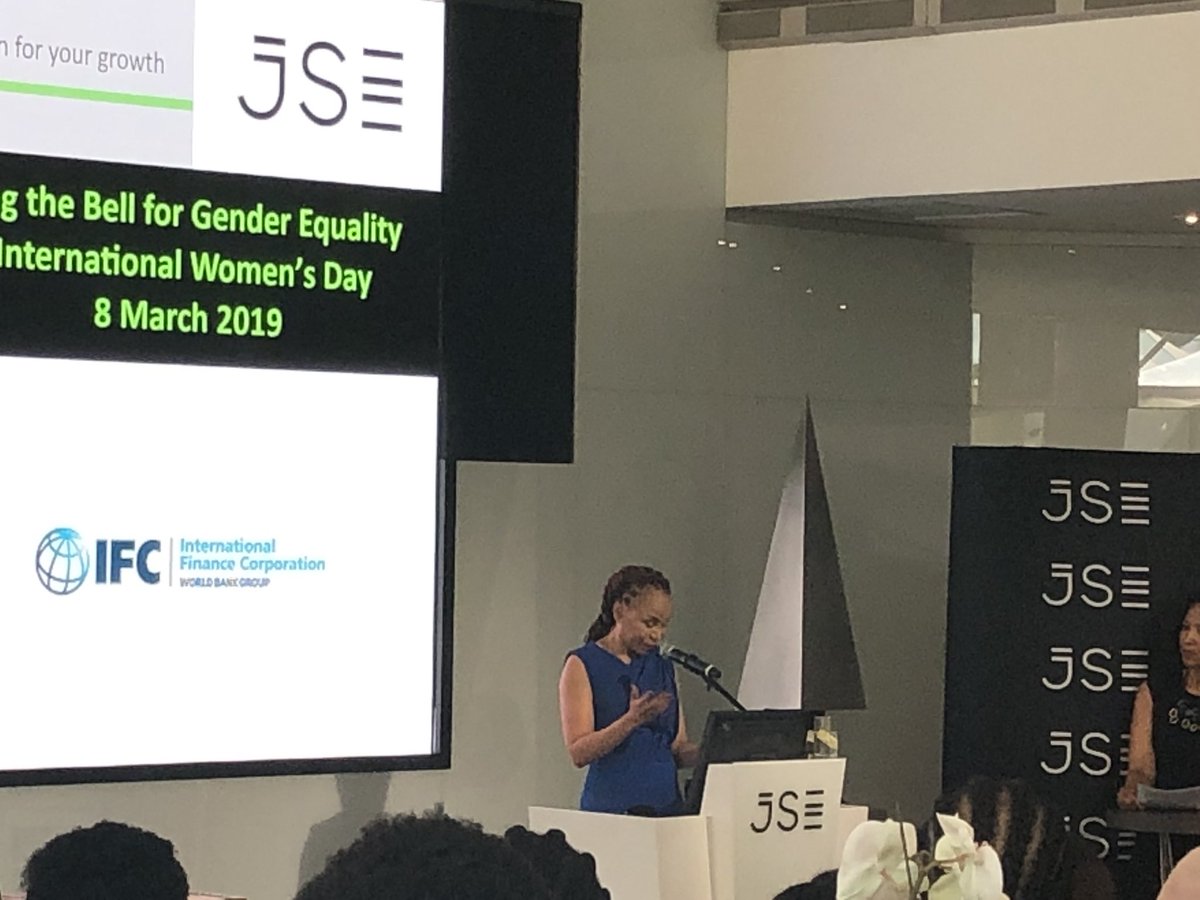 Special words by Dr Precious Motsepe <a href="/MotsepeFoundtn/">Motsepe Foundation</a> #InternationalWomenDay #GenderBell <a href="/JSE_Group/">JSE</a> Great to be here with so many friends