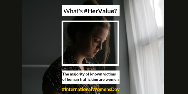 STOPTHETRAFFIK's tweet photo. This #InternationalWomensDay, we stand & ask what's #HerValue? In an industry worth $150 bn – 71% of known victims are women & girls (ILO, 2017). Join us to help stop this & create a world where people aren't bought & sold:https://t.co/SnZ7P6qo6T #HumanTrafficking #modernslavery https://t.co/0aS5m4DsGp
