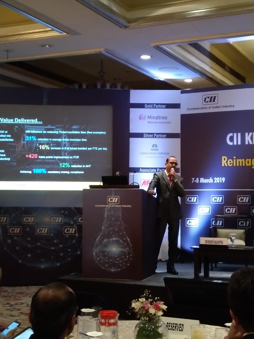 SummitCii's tweet photo. Mr.Devender Malhotra @Wipro  shares with us how every 40 cents they make per dollar goes back to society in different ways &amp; their involvement In their KM system through an application called CRYSTAL.
#CiiKnowledgeSummit #Mikewinners https://t.co/m4mafAAXOL