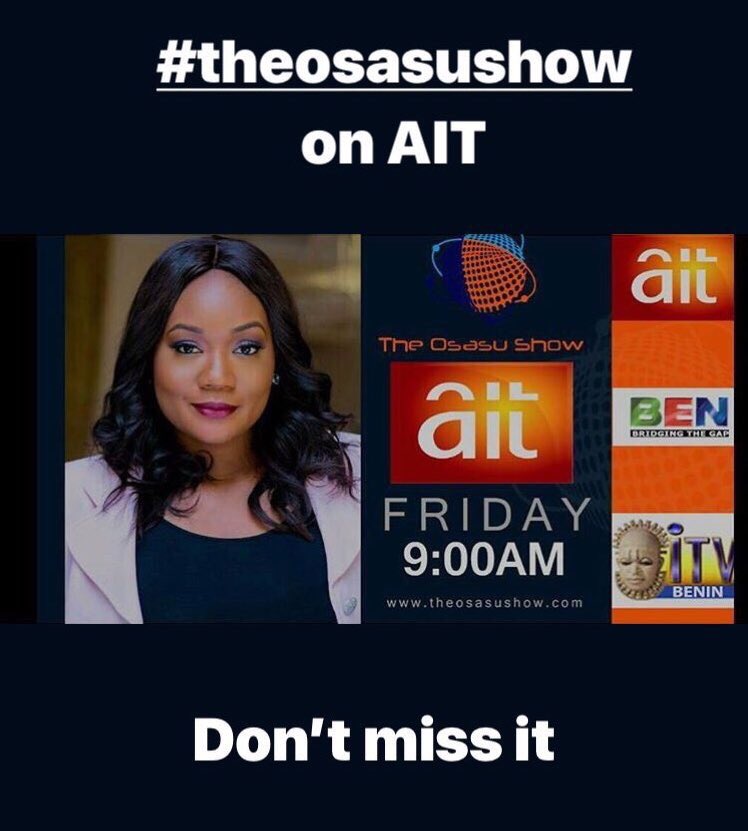 TOSTVNETWORK1's tweet photo. Top of the morning to you #TOSers
We are excited to bring you another interesting episode of #TheOsasuShow
Tune to @aitonlineng @ 9am to Watch
#tgif #tos #friyay https://t.co/Y4JY6uw8lo