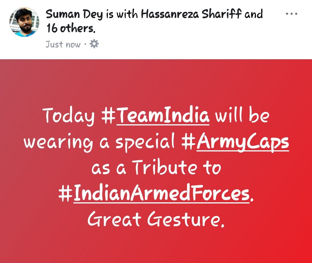 Suumandey's tweet image. Today #TeamIndia will be wearing a special #ArmyCaps as a Tribute to #IndianArmedForces..#Salute 
#GreatGesture..
#INDvAUS

@msdhoni @imVkohli @BCCI @adgpi @IAF_MCC @indiannavy @narendramodi @nsitharaman @majorgauravarya @startupindia @republic