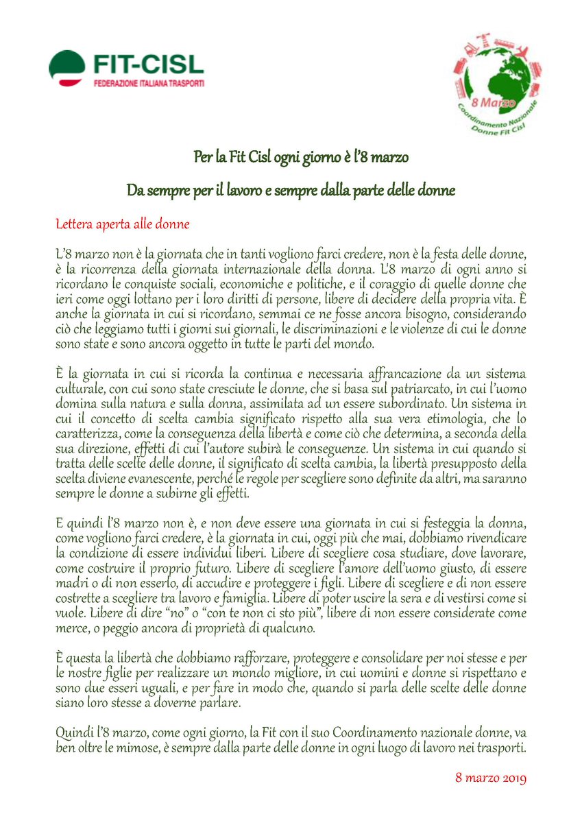Fit Cisl Nazionale 8marzo Non E La Festa Delle Donne E La Giornata Internazionale Della Donna Si Ricordano Le Sue Conquiste Sociali Economiche Politiche 8marzo Come Ogni Giorno La Fit Cisl E