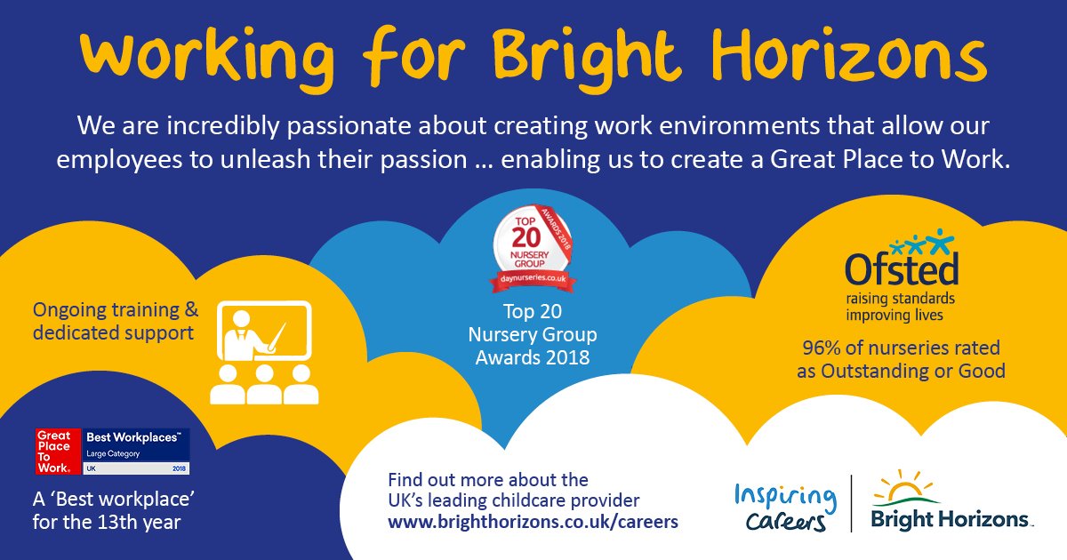 Bright Horizons, the UK's leading childcare provider will be attending the LONDON JOB SHOW AT WESTFIELD STRATFORD, on the 15th & 16th March. Come to speak to us about our latest career opportunities.  @londonjobshow  bit.ly/2ASo1lO #lodonjobs #fridayfeeling