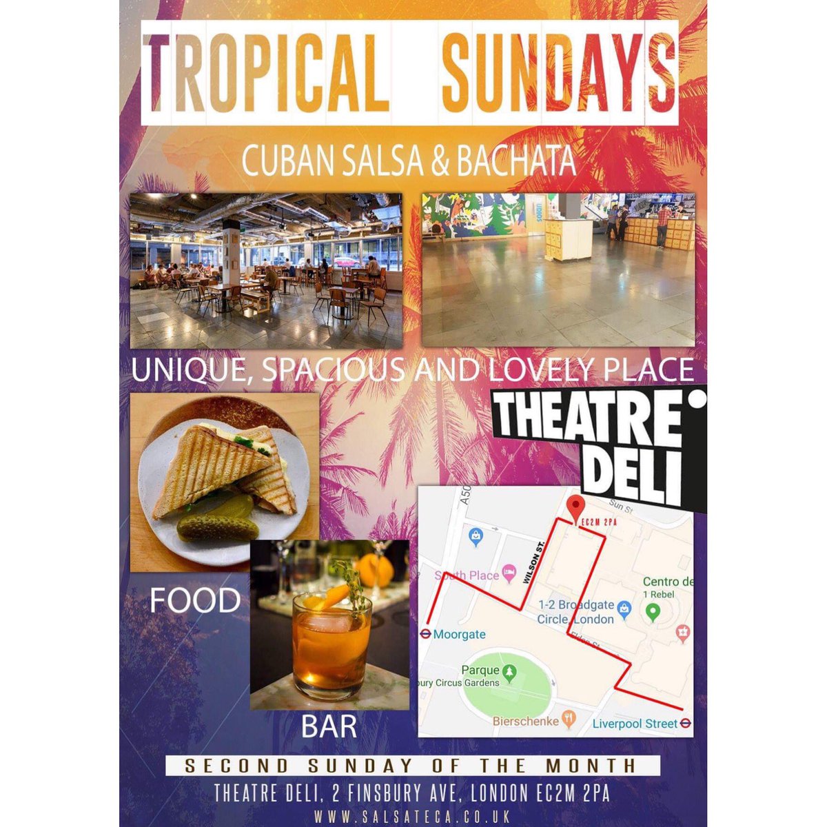TROPICAL SUNDAY RETURNS THIS 10TH OF MARCH WITH GREAT NEWS..!!
🌺 SALSA &amp; BACHATA WORKSHOP/LESSONS + PARTY
🌺 TWO SHOWS: CONGA by RASA &amp; IRENE MIGUEL DANCERS
🌺 FOOD/BAR
🌺 FROM 4PM TO 11PM
🌺 salsateca.co.uk
#Cuban #cubansalsa #bachata #party #shows #theatredeli #dancing
