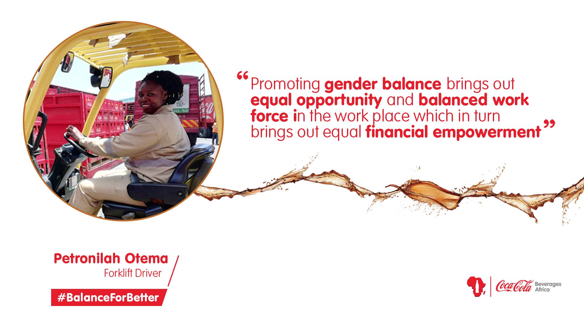 À¦ À¦à¦ À¦° Coca Cola Beverages Africa In Kenya As A Forklift Driver Petronila Intends To Influence More Women Within The Workplace And Society To Challenge The Status Quo And Bring Out Their Abilities Into