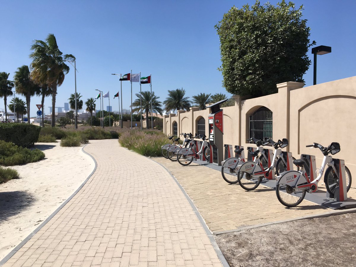 Nice to see the bicycles available on #SaadiyatIsland in #AbuDhabi outside the hotels. New bike lanes in the city center by the waterfront too! (CC: @Berkmic)
