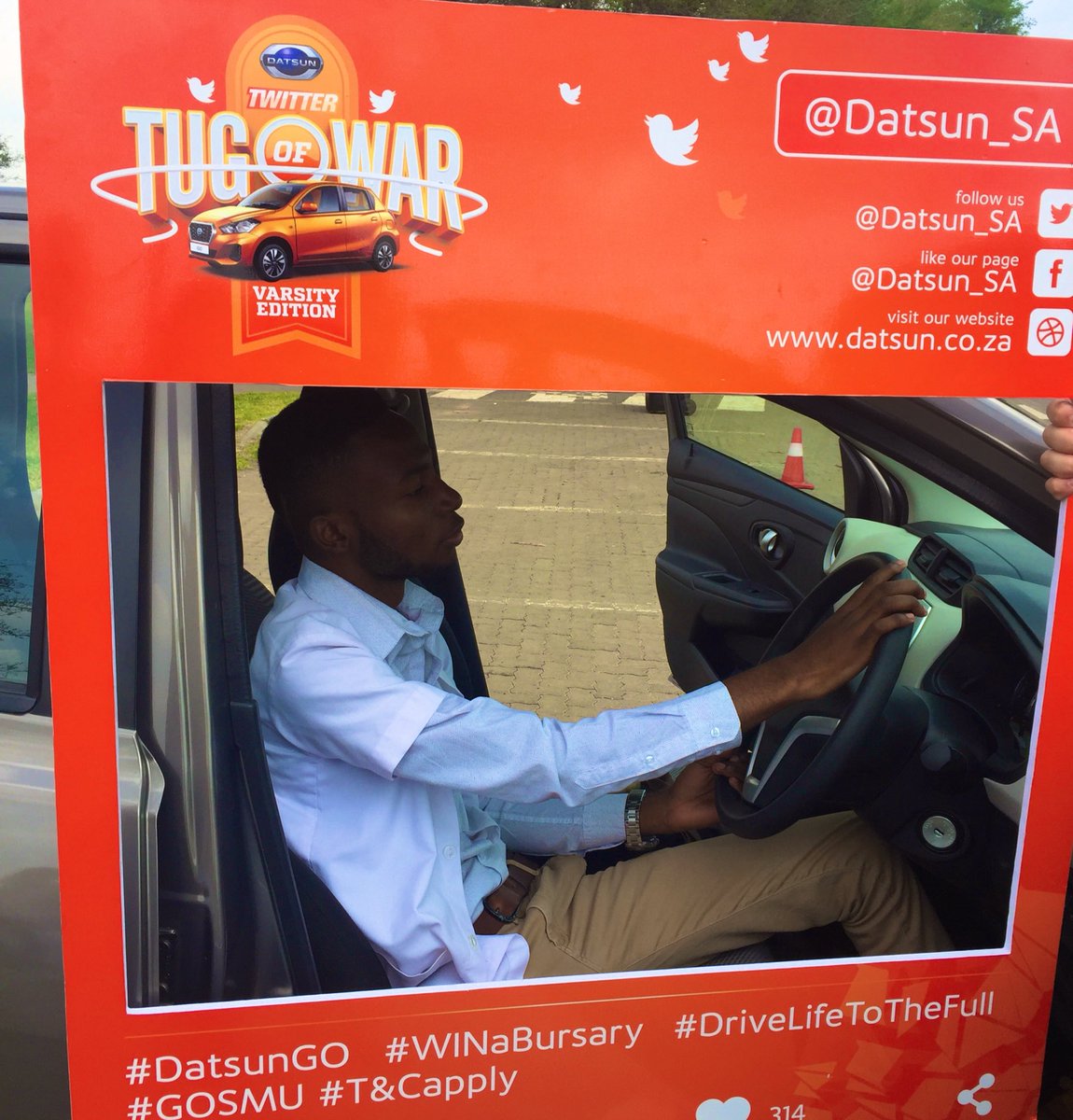 AshleyTsundu's tweet photo. The test drive was amazing, can’t wait for the treasure hunt #GoSMU #DatsunGo #DriveLifeToTheFull #winabursary #T&amp;Capply @Datsun_SA https://t.co/8bLZMQNjAy