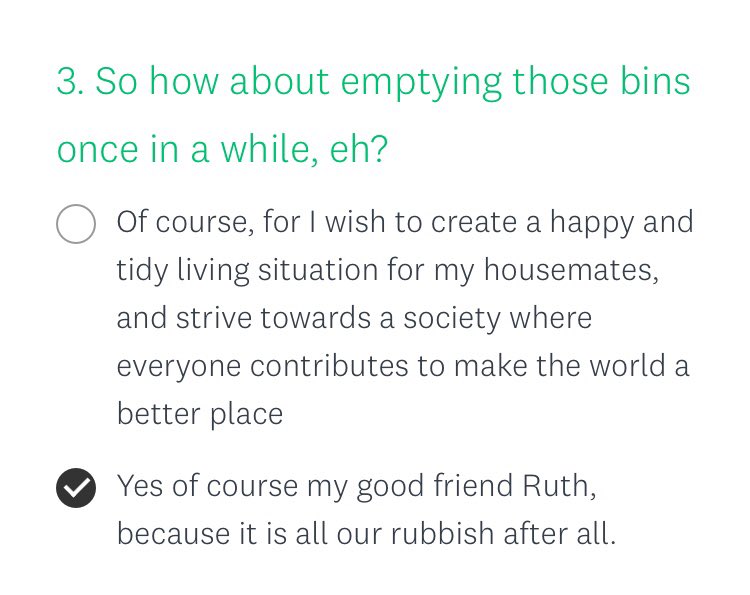 indsclayton's tweet image. if anyone wanted an insight into living with students, my housemate has just sent this survey to the house chat for us to fill in