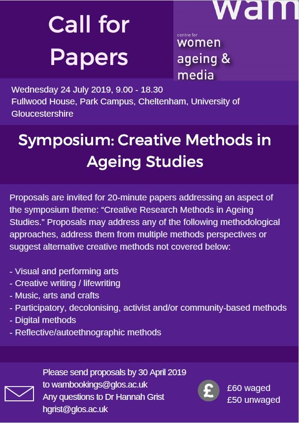 WAMUoG's tweet photo. For #IWD2019 Women, Ageing and Media present.....
Our Annual Summer Gathering but-not-as-you-know-it!!
CfP open now
Happy International Women's Day all!
#ageing #researchmethods #symposium https://t.co/c7uxt0Sj65