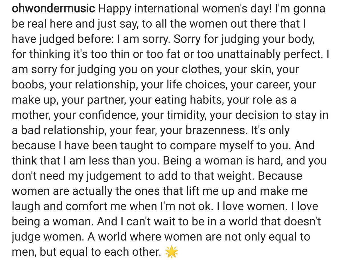OhWonderMusic's tweet image. An apology to all women on #InternationalWomensDay