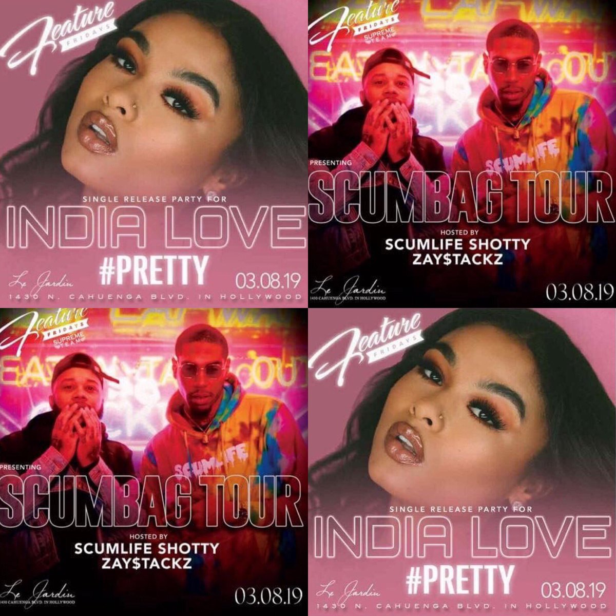 scumlifeshotty's tweet photo. What’s poppin scumbagz! All roads lead to Le Jardin Tonite it’s goin down ! SCUMLIFE : THE SCUMBAG TOUR ⚡️⚡️+ SINGLE release party for  @Indialoveinc #pretty 💖  #losangeles #lejardin #pretty #indialove  #scumlife 🖤🥂 https://t.co/SKukVf8r2l