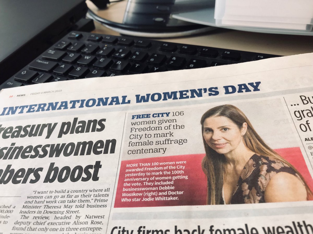 cityoflondon's tweet photo. Extensive media coverage today - #InternationalWomensDay - about City of London Corporation’s award of the Freedom of the City of London to more than 100 City women, including this piece in @CityAM https://t.co/iD5TdvOddv #100Freedoms100Women #femalesuffrage https://t.co/MbJZaMqEah