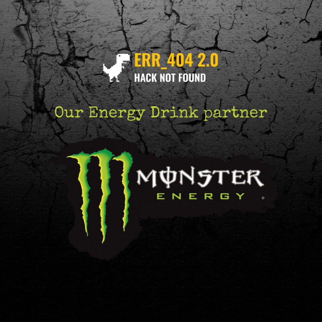 Err404Hackathon's tweet photo. Battery running low while coding? Plug-in to @MonsterEnergy
@MonsterEnergyIN #Hackathon #Hackathon2019 #Err404 #Maharashtra #Mumbai #BlockChain #MachineLearning #ComputerVision #HackNotFound #coding #ArtificialIntelligence #AI #DeepLearning https://t.co/Nx5bDrkYPC