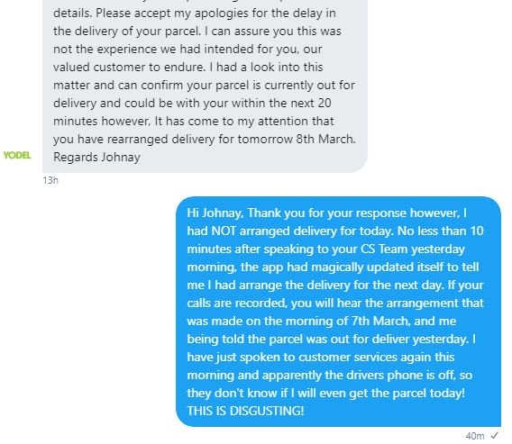 IronGoddessUK's tweet photo. You see the kind of lying pieces of crap @YodelOnline have delivering their parcels? Total lowlives. Get your drivers ar*e in GEAR! #WhyAreYodelSoCrap #boycottyodel How are you still trading? https://t.co/cFcfiwDI1s