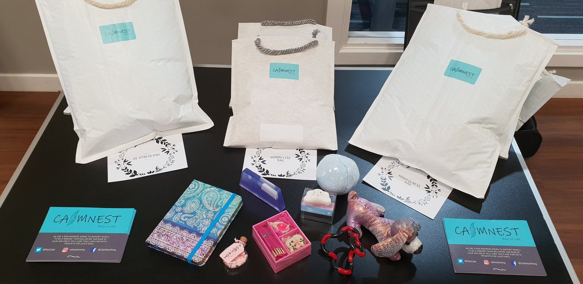 NestCalm's tweet photo. We're all set up at Anytime Fitness Elgin for their event to celebrate International Women's day.

Come along and browse through our #BagsOfCalm in person.

#selfmanagement #mentalhealth #worryless #destress #mindfulness https://t.co/ESIIPdyvrG