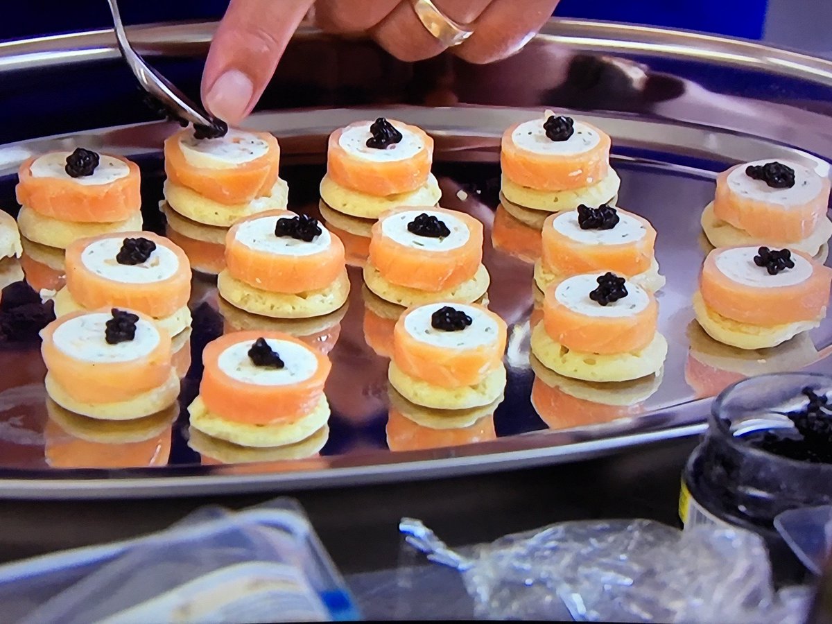 Onuga4's tweet photo. Fab looking Onuga and smoked salmon blinis made by #SamAllardyce and #russellkane on last night's #CelebrityApprentice. Well done boys! Can't wait for the final. #ComicRelief #onuga #caviar #nibbles #sainsburys #fauxcaviar #canapes #partyfood 😀 https://t.co/1FBVBubDAH