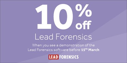 Take control of your lead generation activity and convert sales-ready prospects before your competitors with our exclusive offer. Sit your demonstration before the 15th March and get 10% off your contract value! hubs.ly/H0gWGrc0
#Leadgeneration #LeadForensics