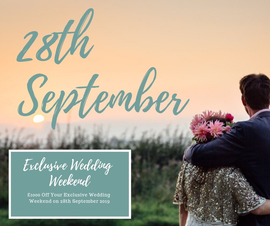 Are you still looking for your dream venue for a 2019 wedding? We're offering £1000 off the exclusive wedding weekend of 28th September. Call us on 01237 475118 for more details or to book your viewing! #weddings #northdevon #devonweddings #2019wedding