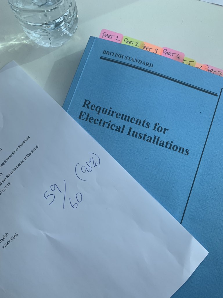 Happy it’s over but pretty frustrated at 98% 😂. 

#18thedition #wiringregulations #womeninconstruction #electrician