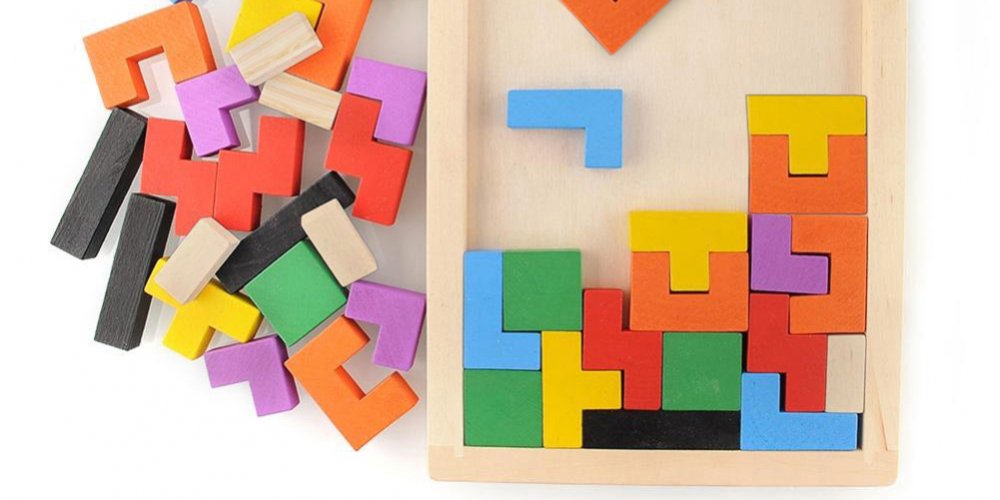 #hashtag2 Kids' Large Tetris Themed Colorful Wooden Tangram Puzzle