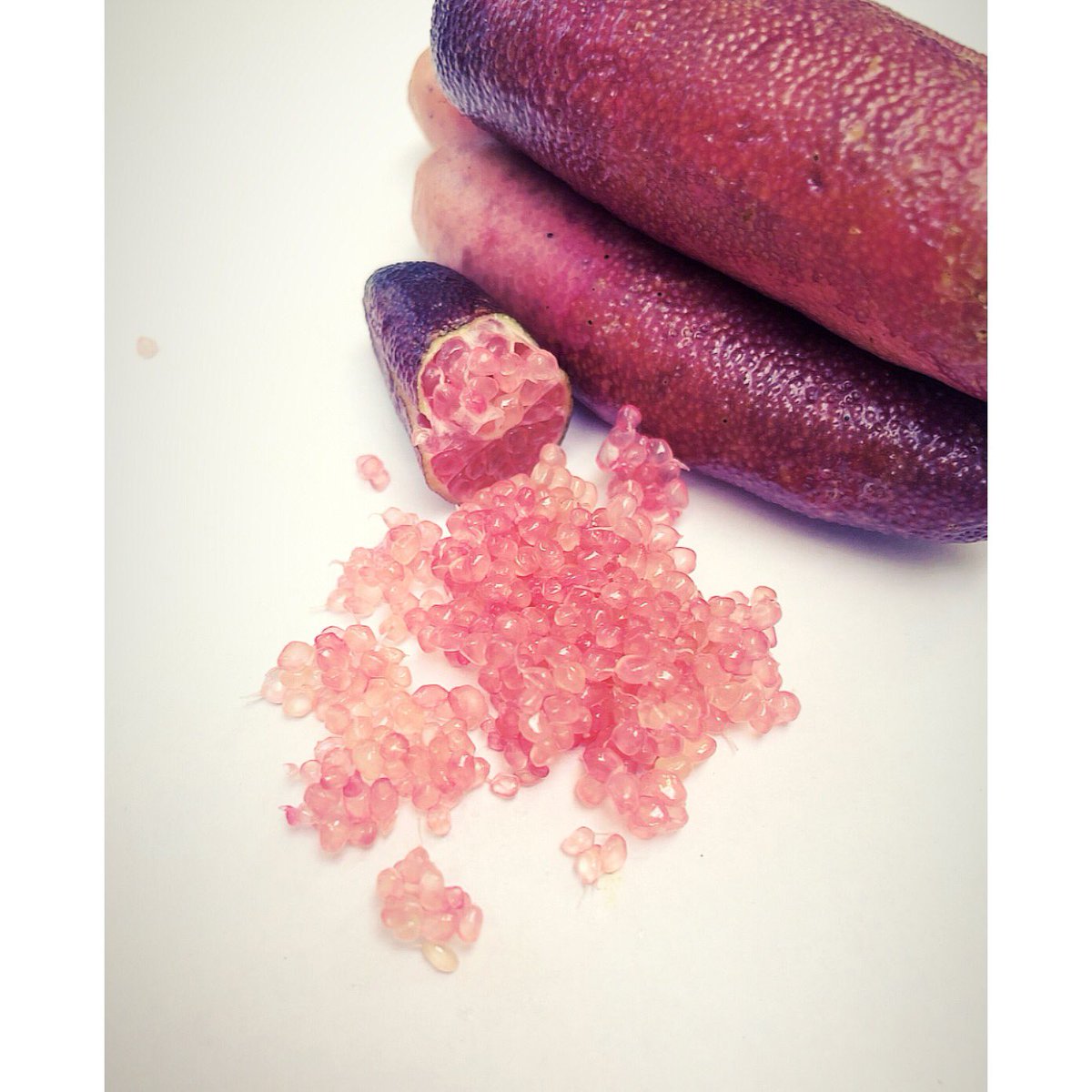 Pink finger limes 💕 #iaharris #fingerlimes #pinkfingerlimes #limes #limecavier #cavier #morning #pink #colourfulfood #rainbowfood #healthy #seasonal #fruit #vegetables #salad #wholesale #london #fresh #produce #freshproduce