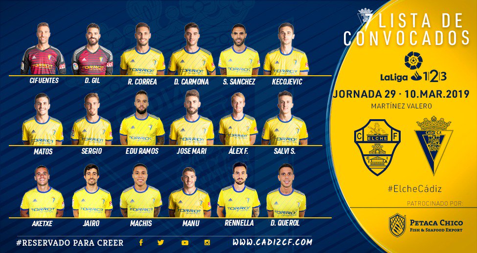 Cadiz_CF's tweet photo. LIGA | Lista de convocados para el #ElcheCádiz

https://t.co/1JrEfwBoMD https://t.co/IVUKVGza1r