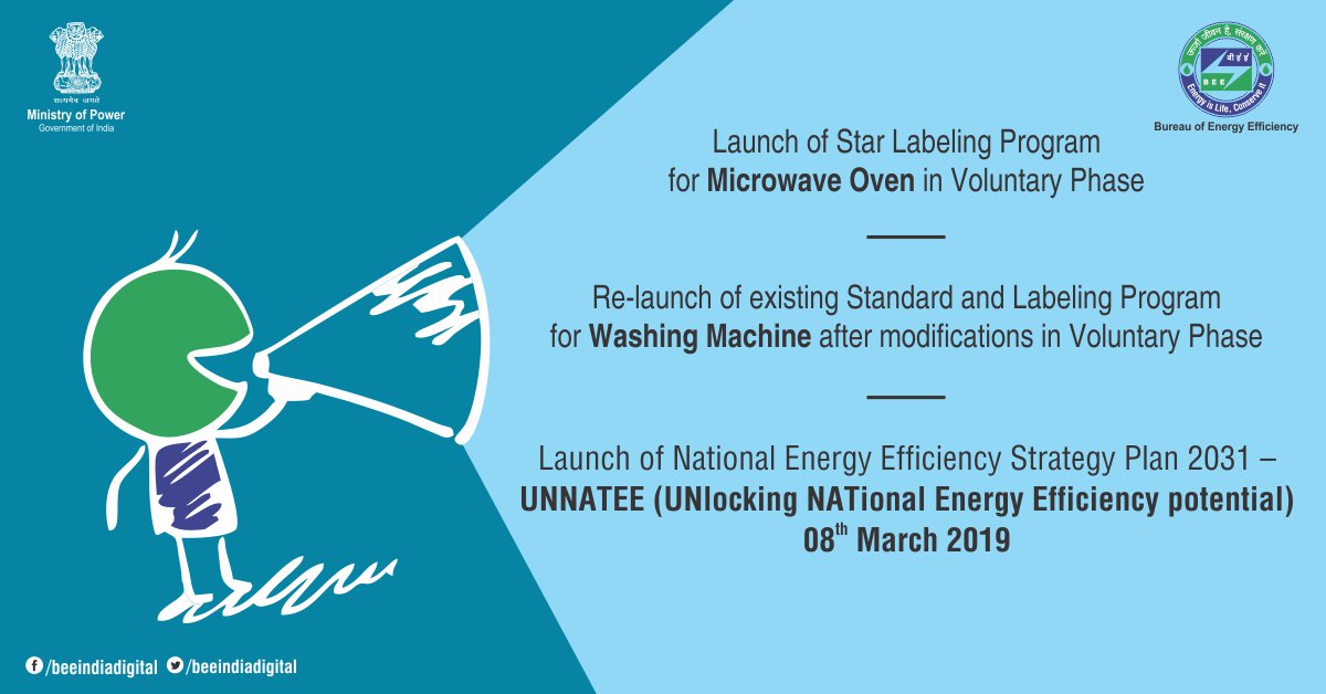 beeindiadigital's tweet photo. Standards &amp; Labeling program has been formulated by BEE, as part of its mandate, under the Energy Conservation Act, 2001. The program will now include #MicrowaveOvens and #WashingMachines (with revised parameters) for grant of Star Rating in terms of their energy performance. https://t.co/lAtTG6JwCe