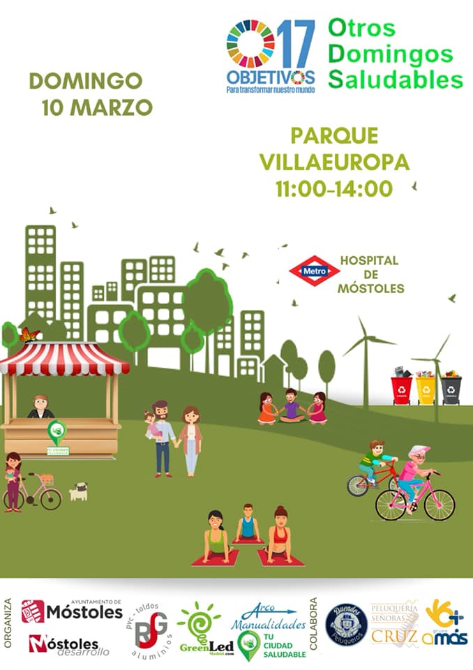 mostdesarrollo's tweet photo. El domingo de 11 a 14hr OTROS DOMINGOS SALUDABLES a Móstoles❗️ Disfruta en familia aprendiendo sobre los ODS Objetivos de Desarrollo Sostenible #talleres #cuentacuentos #manualidades +info ➡️https://t.co/qaLupzVw9V @JAluminios #greenled #arcomanualidades @AytoMostoles @GrupoAMAS https://t.co/PJxdZG6PMI