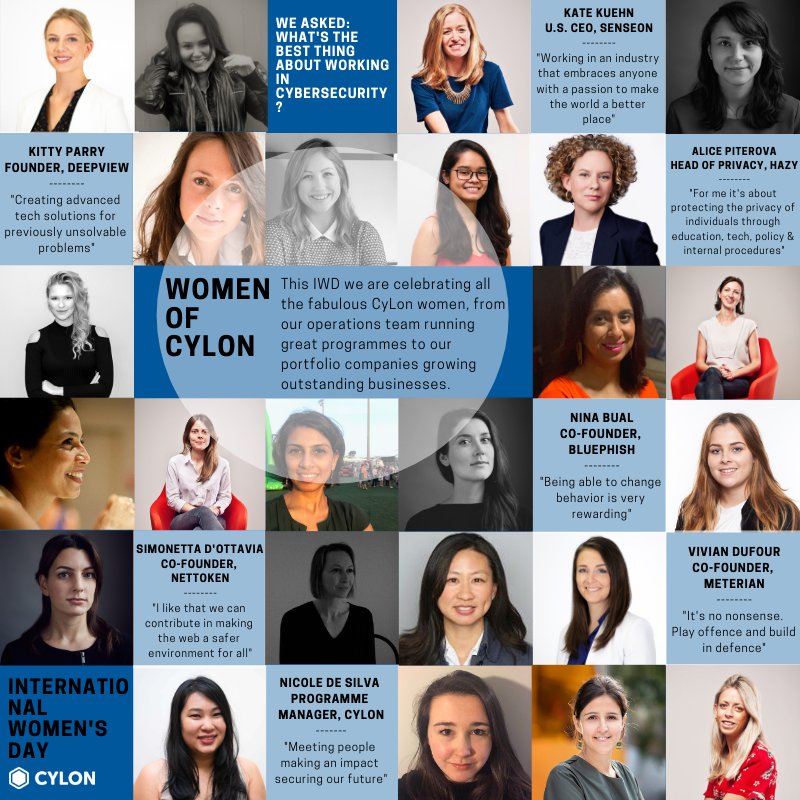 CyLonVentures's tweet photo. What's the best thing about working in #cybersecurity for you?🤔 
This #internationalwomensday we are celebrating all the fabulous CyLon women, from our operations team running great programmes to our portfolio companies growing outstanding businesses around the world 🙌 🌎#IWD https://t.co/tMqplDo63i