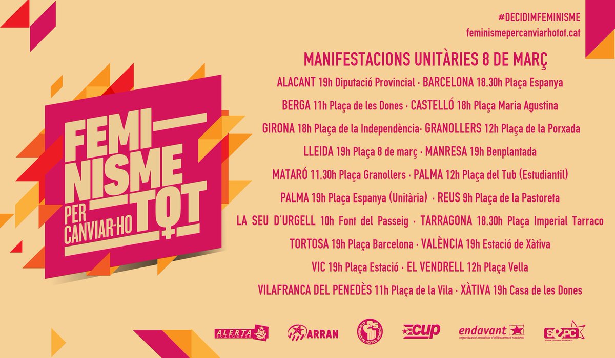 SEPC_nacional's tweet photo. #EstudiantsVG8M | Durant tot el dia les estudiants serem a les manifestacions unitàries feministes d'arreu!
Busca la teva i pren els carrers! https://t.co/q7t4BSZcg5