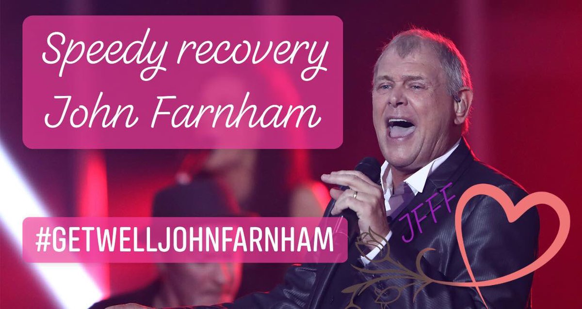 JohnFarnhamFans's tweet photo. Wishing John Farnham a speedy recovery!

Our thoughts, prays and healing energy go out to you 🙏🏼

Rest and recuperate — we will always be here 💐
 
#GetWellJohnFarnham 

@johnfarnham https://t.co/QDWB1F1I7u