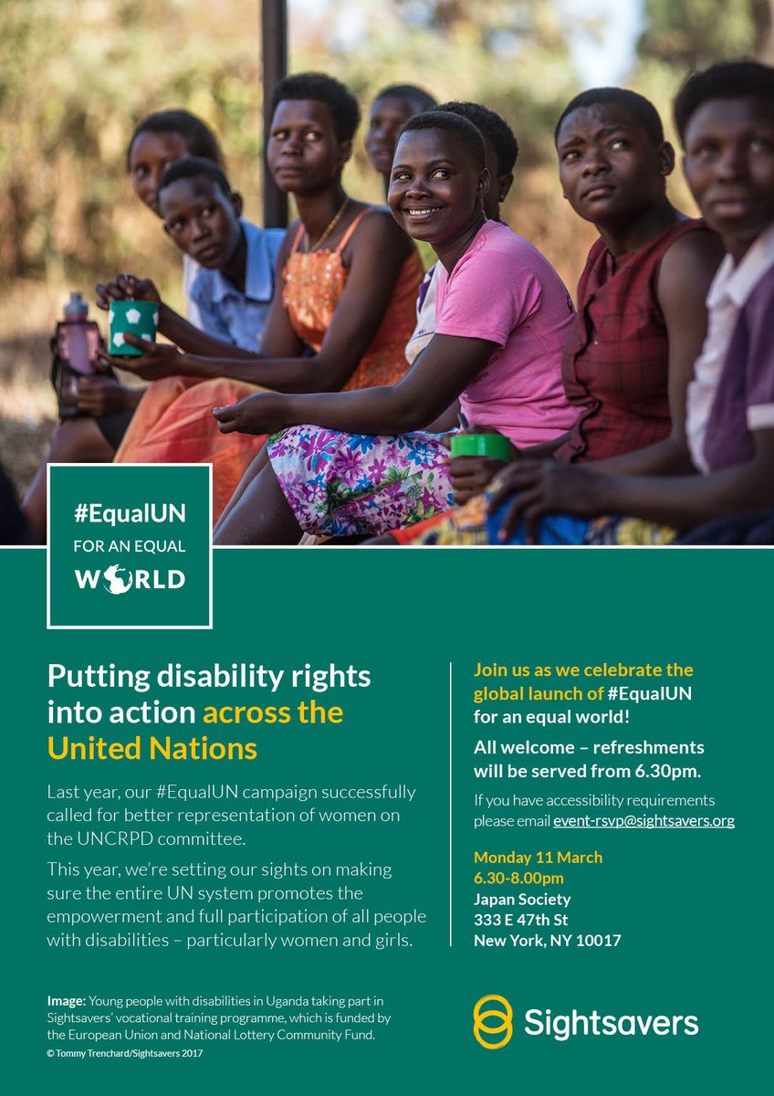We <a href="/Sightsavers_Pol/">Sightsavers Policy and Research</a> on #IWD2019 are calling for all women with disabilities to be empowered. If you're attending #CSW63 join us as we campaign for an #EqualUN. #WomensDay
