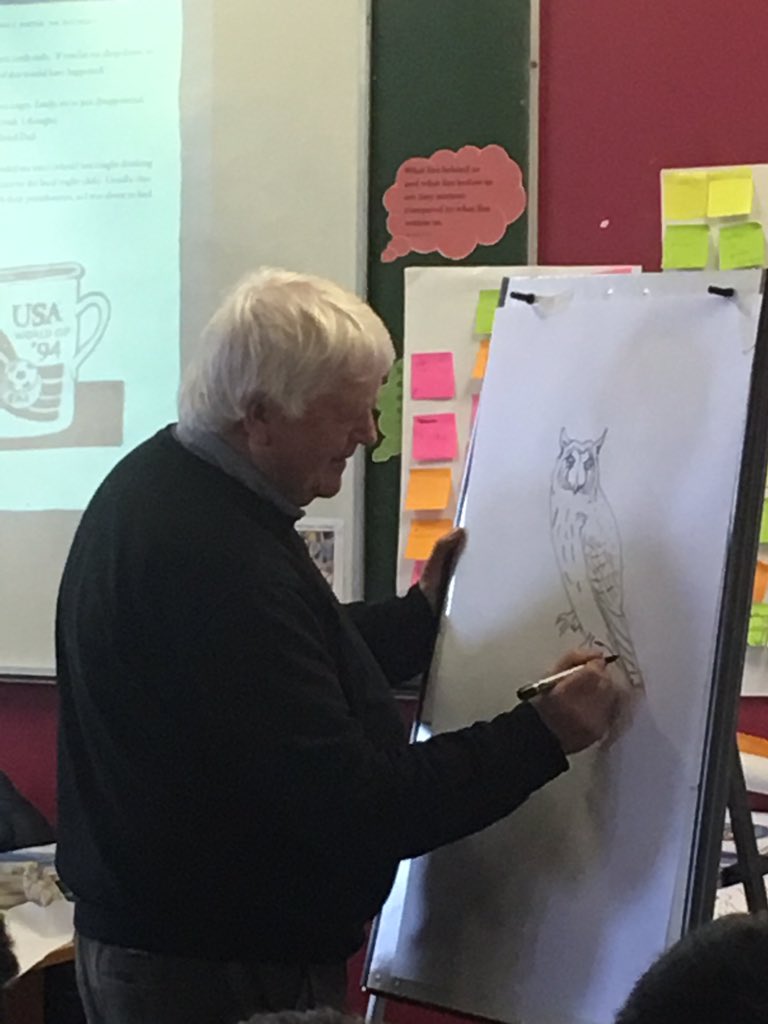SaintEunans's tweet photo. What an amazing day for students and teachers as we welcomed Don Conroy and his son Richie, children's author, to @SaintEunans for World Book Day. Great inspiration to us all https://t.co/htLTiM7MXo