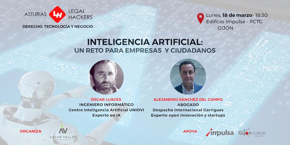 🔥<a href="/LegalHackersAST/">LegalHackersAsturias</a> está de vuelta

El 18 de marzo hablaremos de inteligencia artificial y las posibilidades que ofrece a las empresas con @oluaces y <a href="/replicantelegal/">replicante legal</a>. 

Inscripciones gratuitas en bit.ly/LegalHackersIA

Gracias a <a href="/GijonImpulsa/">Gijón Impulsa</a> por el apoyo y el espacio ☺️