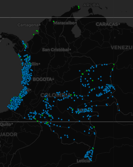 Matador000's tweet photo. @mluciaramirez Querida Martuchis buen día, creo que ya está bien sobreactuarse con Venezuela. Te envío el mapa de la zonas en colombia donde no hay luz eléctrica (son los puntos azules y verdes en el mapa).
La gente votó por ti en Colombia, no en Venezuela
Ojalá también exclames  ¡qué horror! https://t.co/pdnkmNqHSO