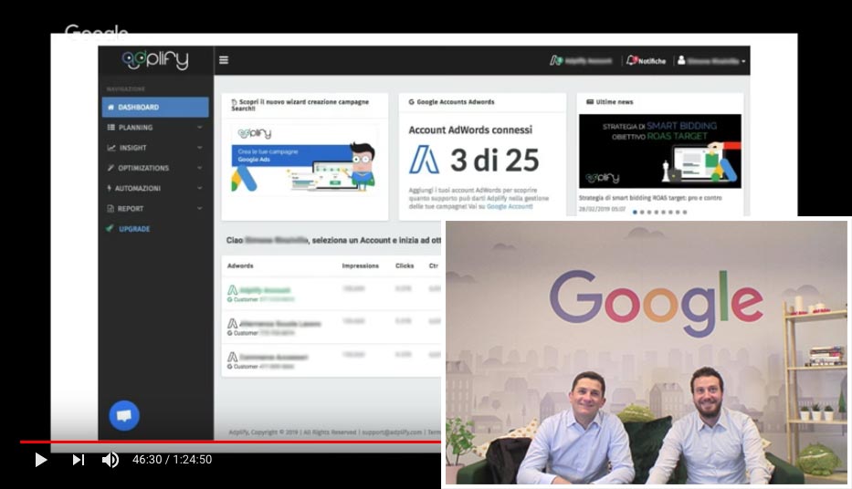 adplify's tweet photo. @RikAudereSemper, Product Expert della Community Inserzionisti Google, durante un Live su #GoogleAds e #MarketingAutomation ha parlato di #Adplify (min 46:10) tra gli strumenti di terze parti a supporto degli advertiser nella gestione di campagne. https://t.co/Txk9prFKeI https://t.co/EcoUjEHg8A
