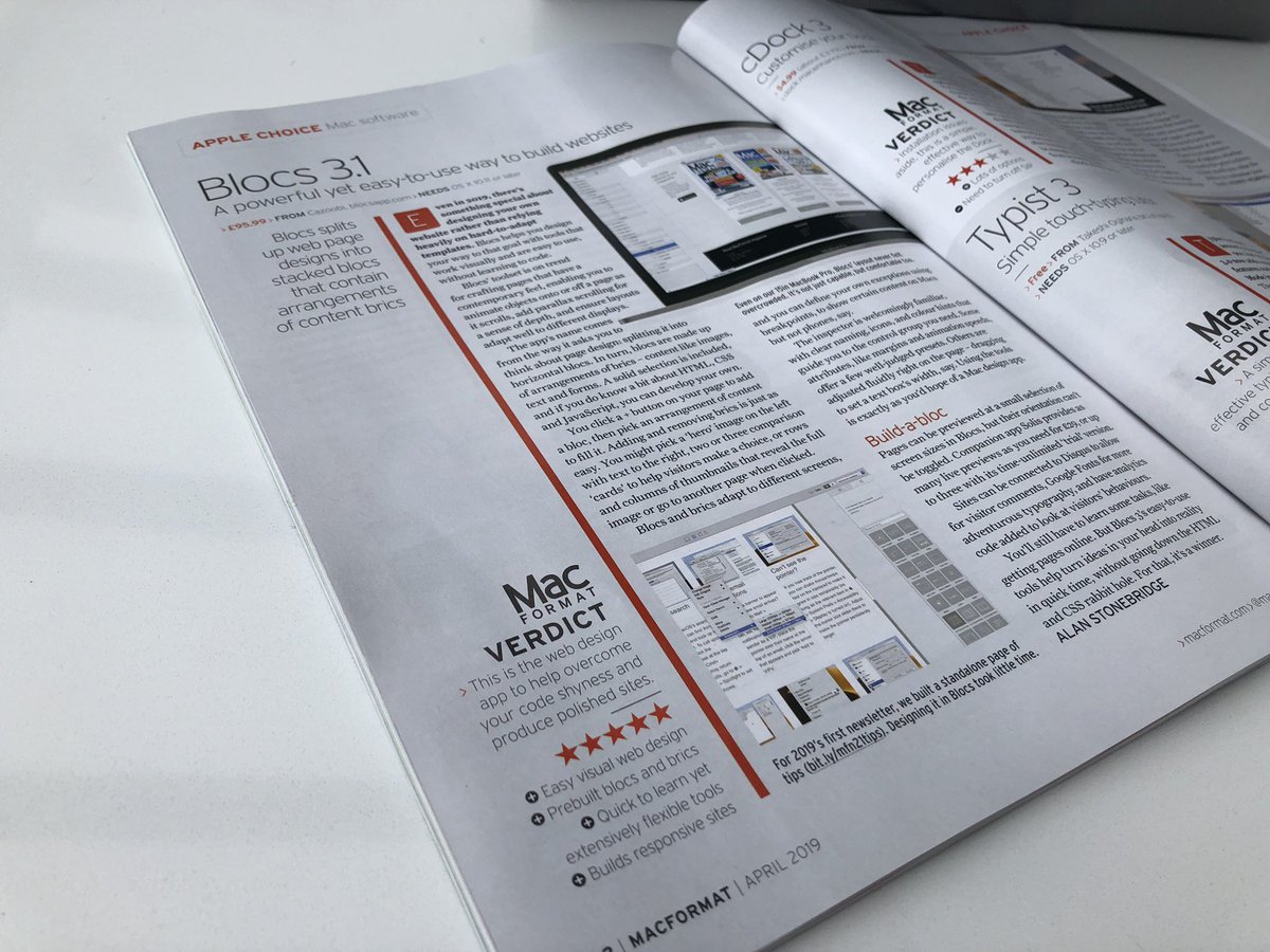 blocsapp's tweet image. Hey everyone @blocsapp has had a full review in April’s edition of @MacFormat. We are so proud to see Blocs got 5 stars ⭐️⭐️⭐️⭐️⭐️

🎉🎉🥳🎉🎉

#BlocsRocks