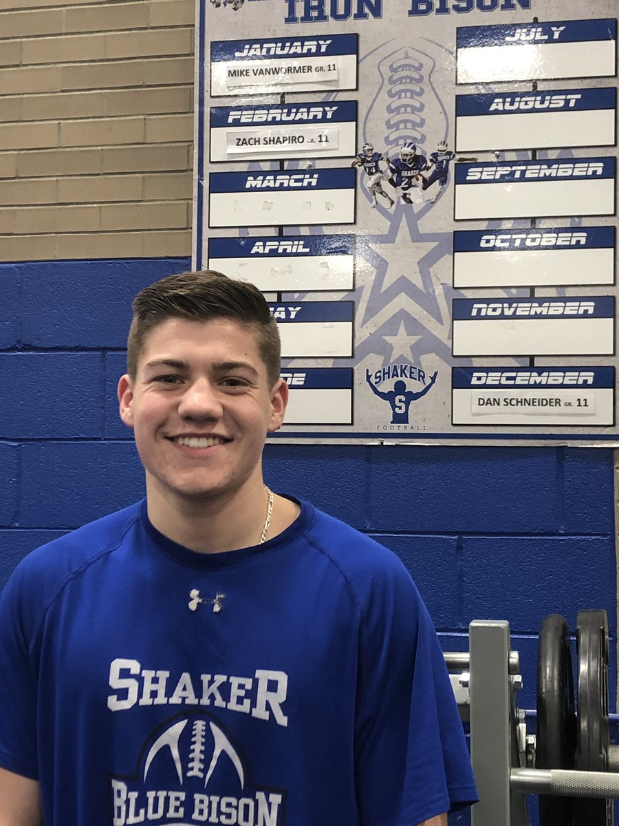 shakerfootball's tweet photo. Congratulations to our Iron Bison for the month of February, junior WR Zach Shapiro. This young man embodies all the values that makes our culture special at Shaker. 
Keep up the great work Zach!
@TheBisonProcess @BuildTwoWin https://t.co/atlNbn55Xf
