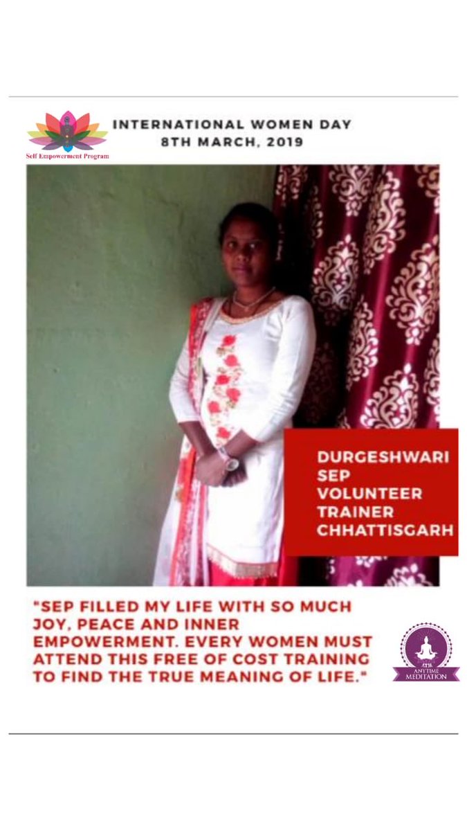 program_self's tweet photo. “SEP filled my life with so much joy, peace and inner empowerment.”
#InternationalWomenDay #IWD2019 #betterWithBalance #SEPWomen #EmpoweringWomen #WellnessCSR #chhattisgarh #volunteerTrainer #galwayFoundation
@ChhattisgarhCMO @narendramodi @UNinIndia @IntlWD https://t.co/aSwXLIiniq