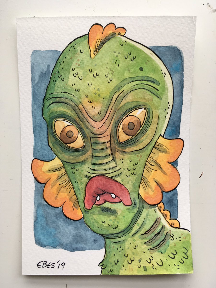 Frankenstein's Monster and Creature of the Deep - the last of my batch of B-Movie monster paintings that will be at ✨TCAF ✨ 