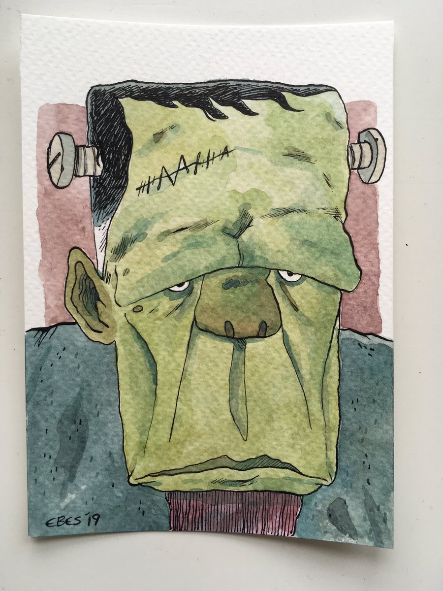 Frankenstein's Monster and Creature of the Deep - the last of my batch of B-Movie monster paintings that will be at ✨TCAF ✨ 