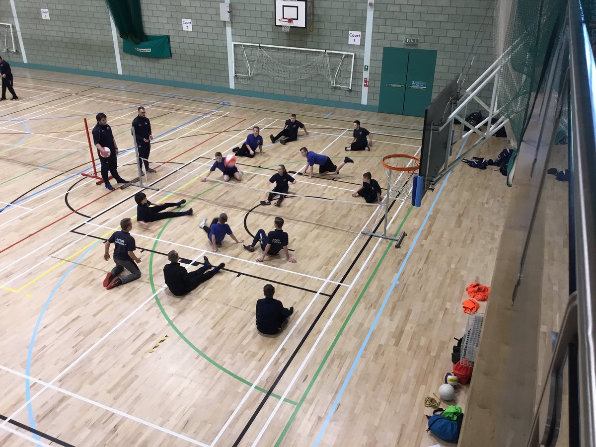 WLV_SportingP's tweet photo. Sitting volleyball being played at our Aspire day today welcoming school pupils from @ShelfieldPE @bishopmilner @Q3_PE #BucsInclusion https://t.co/IrAl1sknii