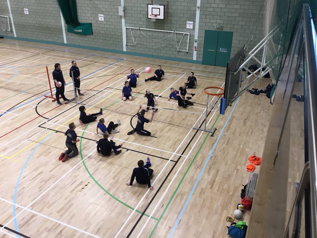 WLV_SportingP's tweet photo. Sitting volleyball being played at our Aspire day today welcoming school pupils from @ShelfieldPE @bishopmilner @Q3_PE #BucsInclusion https://t.co/IrAl1sknii