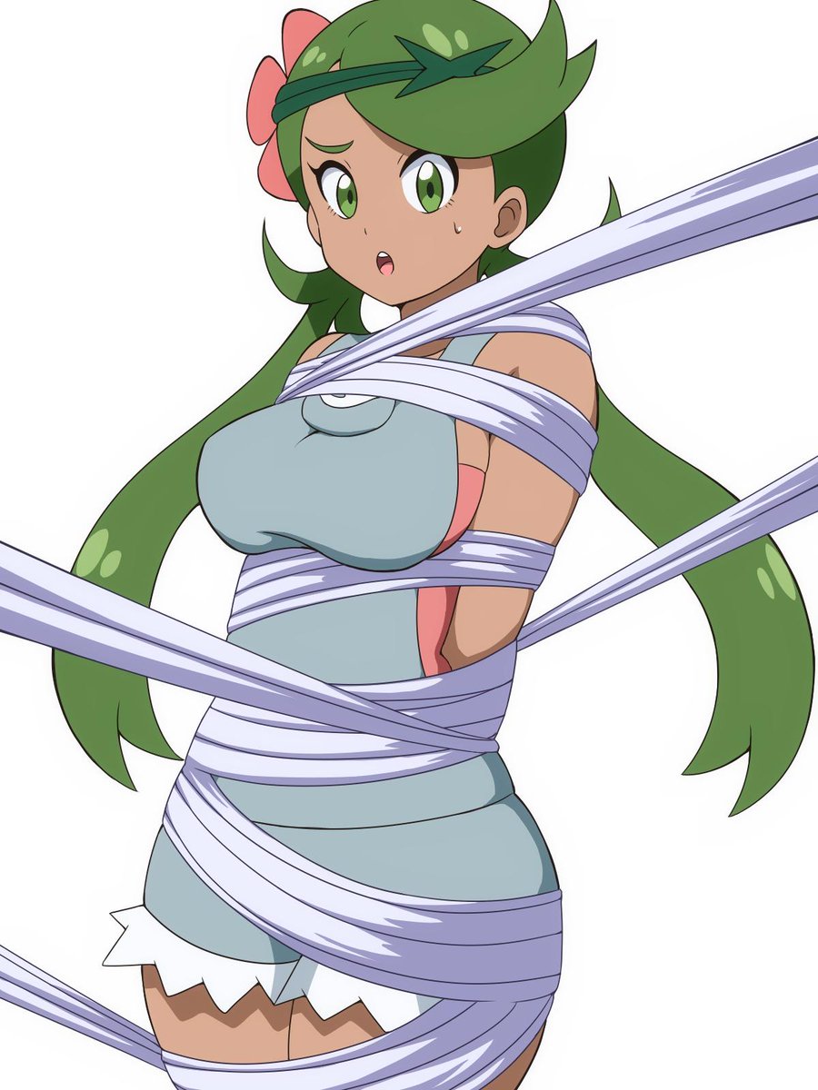 蜘蛛糸で拘束されるマオちゃん 