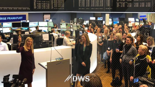 DWS_Group's tweet photo. Claire Peel rings the Opening Bell @Boersefrankfurt on #IWD2019 and has three tips for women in Asset Management Industry.
1. Sponsor each other 2. Do not undersell your abilities. 3. Don’t be passive #GenderDiversity @WomeninETFs https://t.co/BW4M9tx41T