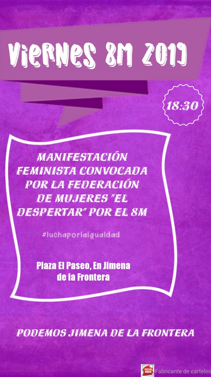 podemosjimena's tweet photo. #luchaporlaigualdad #8M https://t.co/tbwHbVia48