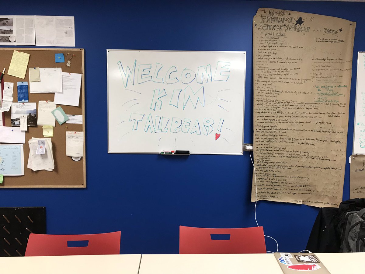 MaxLiboiron's tweet photo. Today in lab we welcome @KimTallBear! Lab members are bringing (or making) objects that tell science stories to share our values and how they show up in our lab work. We’re also going to eat some science, obv. @indigenous_sts @4sWeb #anticolonialscience #science https://t.co/ZReiyZF8OM