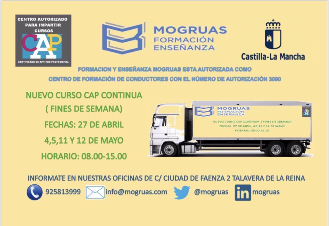victorferab's tweet photo. CURSO #capcontinua FINES DE SEMANA #Talavera ☎️925813999 https://t.co/5mByyO0Udo