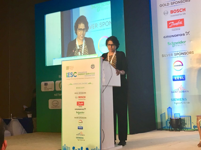 AEEE_India's tweet photo. #LivefromIESC2019:
...And just like that, we are at the closing ceremony of #IESC2019. Ms. Sudha Setty, Director at AEEE is sharing the highlights from the past 3 days of 15+ discussions with 70+ speakers and panelists. #AEEE
@SudhaSetty https://t.co/HpRv31fUpz